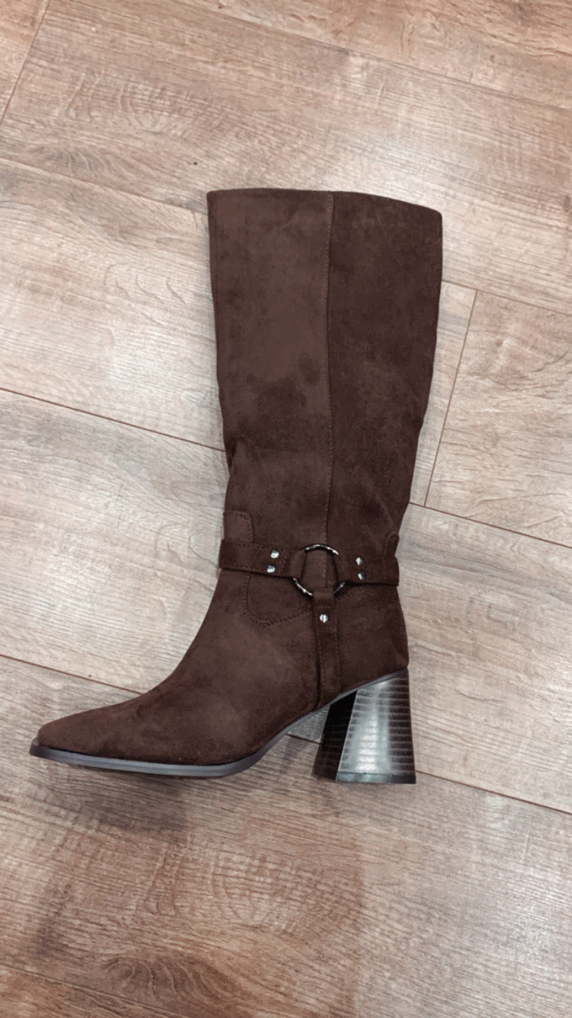 Brown Suede Heeled Boots
