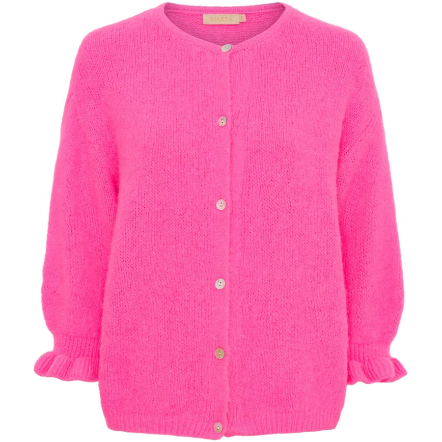 Pink Ruffle Sleeve Cardigan