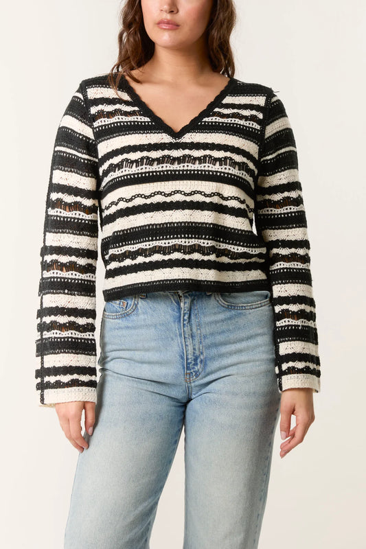 Black & Cream Crochet Jumper
