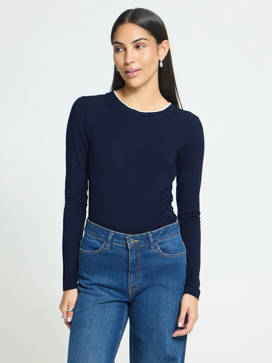 Ichi Iphiluca Navy Contrast Top