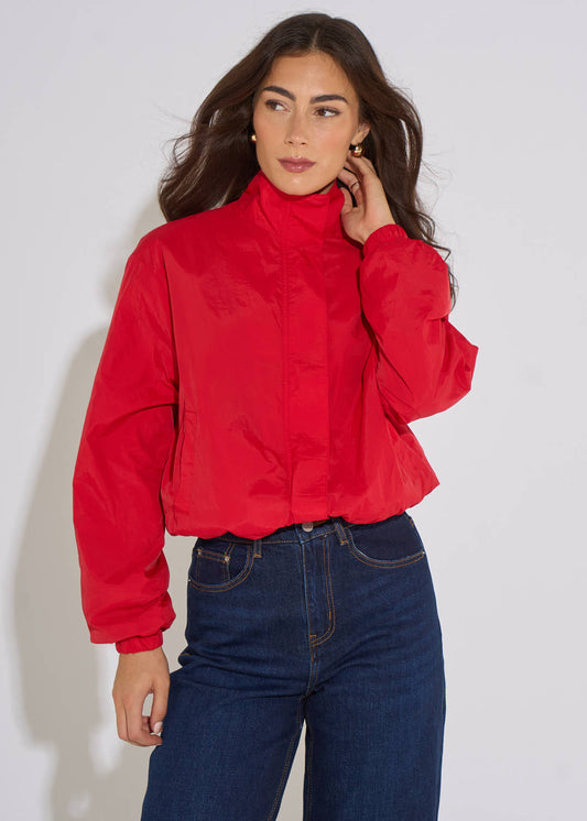 Red Funnel Neck Windbreaker