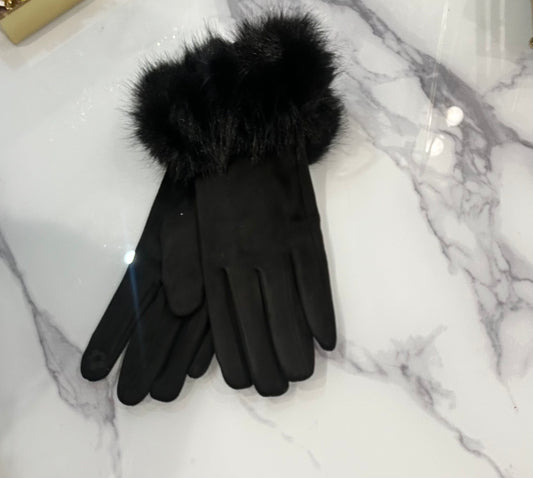 Malissa J Faux Suede Black Gloves