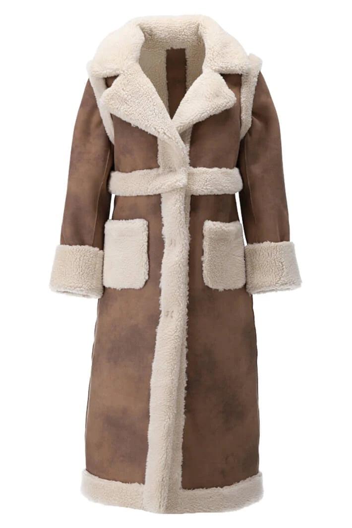 Luxury womens coat by K-design fashion, sheepskin 4-way wear, long, short and gilet.