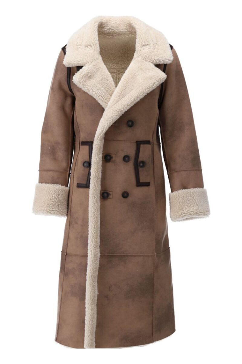 Long womens teddy coat in sheepskin by K-design womens fashion